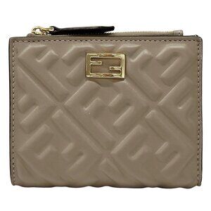 FENDI Gray Leather Zucca Wallet